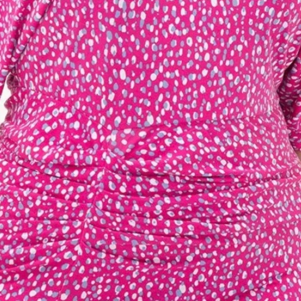 Eloquii Plus Size 18/20 Dolman Sleeve Ruched Dress Asymmetrical Pink Party Dress - Picture 6 of 7